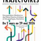 Exposition : Trajectoires - Design graphique et causes communes, réalisée par les étudiant.e.s de l’Ecole Brassart