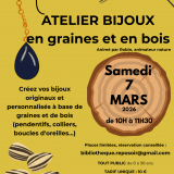 Atelier mensuel "Bijoux en graines et en bois"