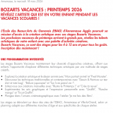 Stages Bozarts Vacances : Printemps 2026