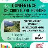 Cycle science et nature, “Présentation des recherches archéologiques menées dans le vallon de Villy”.