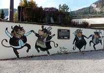 Art vache : fresque "La Danse du jumelage"