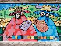 Art vache : fresque "Buvez du lait"